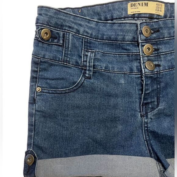 Cotton On- Dark Denim High Waisted Shorts- Size: 8 (28-29) - Picture 4 of 5